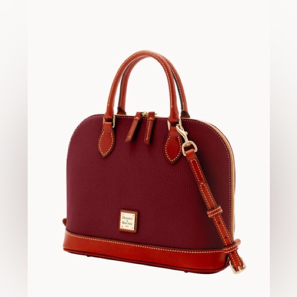 NWT $279 Dooney & Bourke Pebble Grain Zip Zip Satchel in Bordeaux - Picture 7 of 17